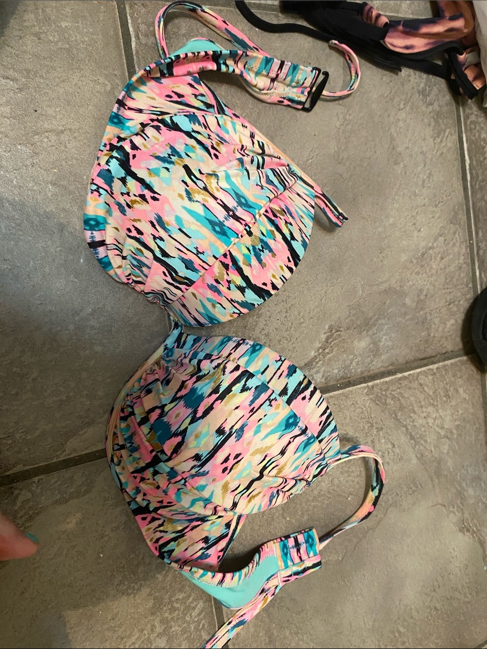 Colorful Abstract Print Push-Up Bikini Top